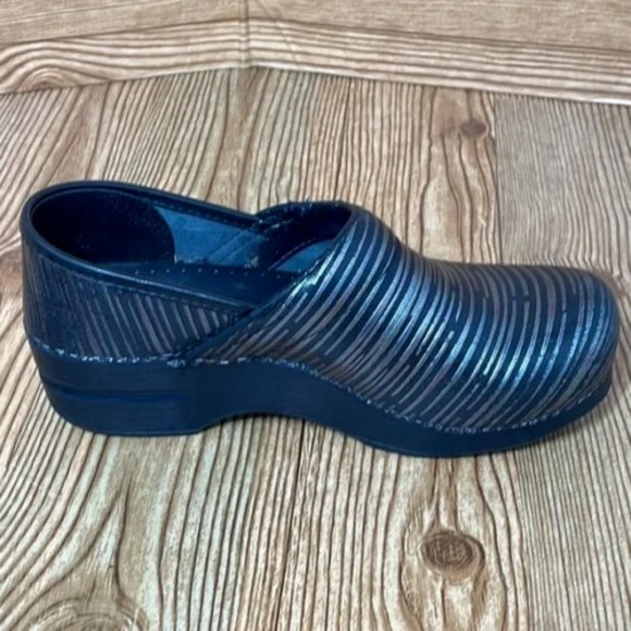 DANSKO Black & Silver Metallic Stripe Clogs 37 SB2 - Picture 5 of 9